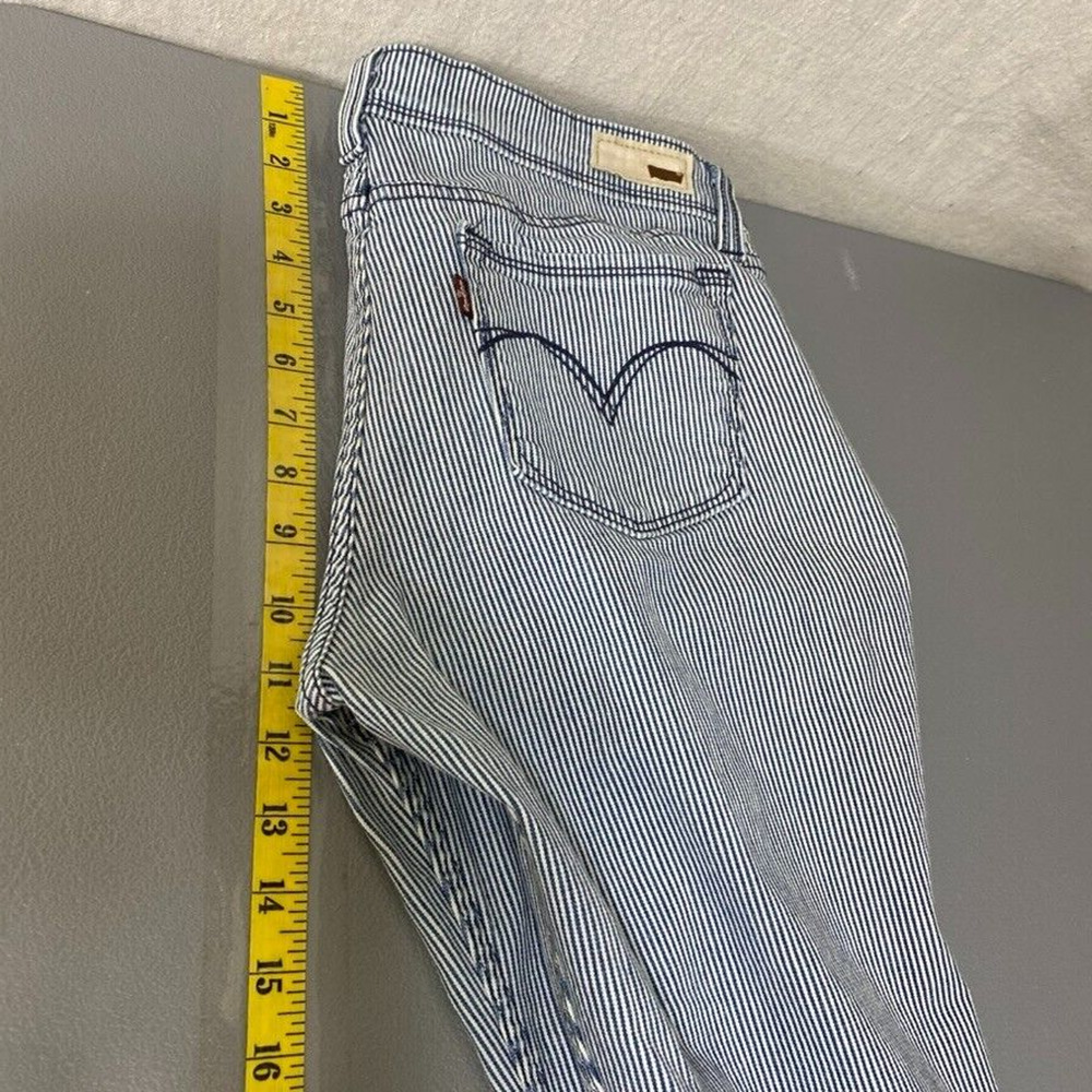 Levis Womens Seersucker Cropped Jeans Capris Size 29 Skinny Pinstripe Preppy - Picture 9 of 11